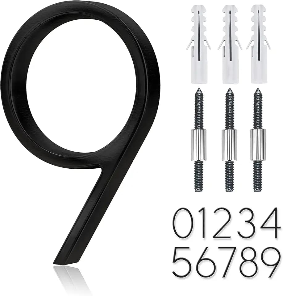 5" Stainless Steel Floating House Number, Metal Modern House Numbers (9)