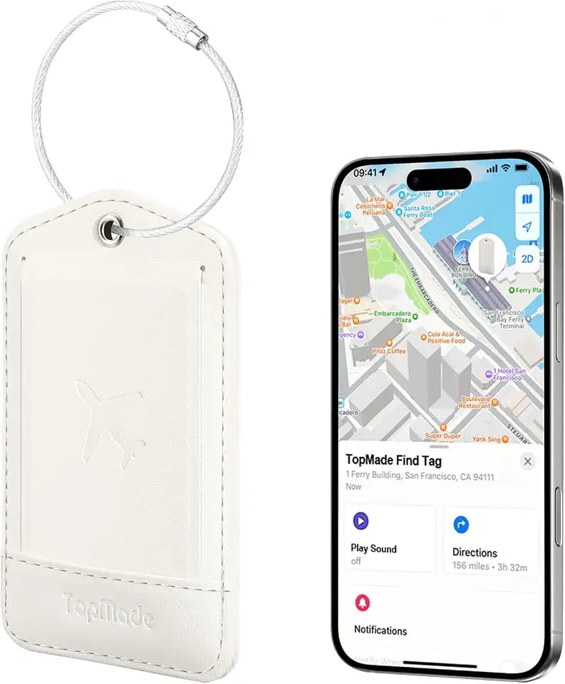 TopMade Luggage Tags, Works with Apple Find My, Smart Suitcase Tag Tracker