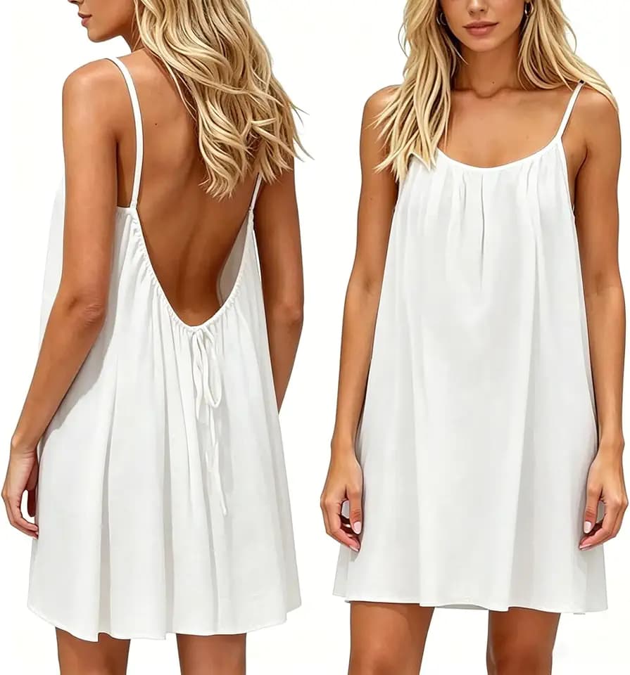 Sommerkleid für Damen, kurz, Minikleid, rückenfrei, Spaghettiträger