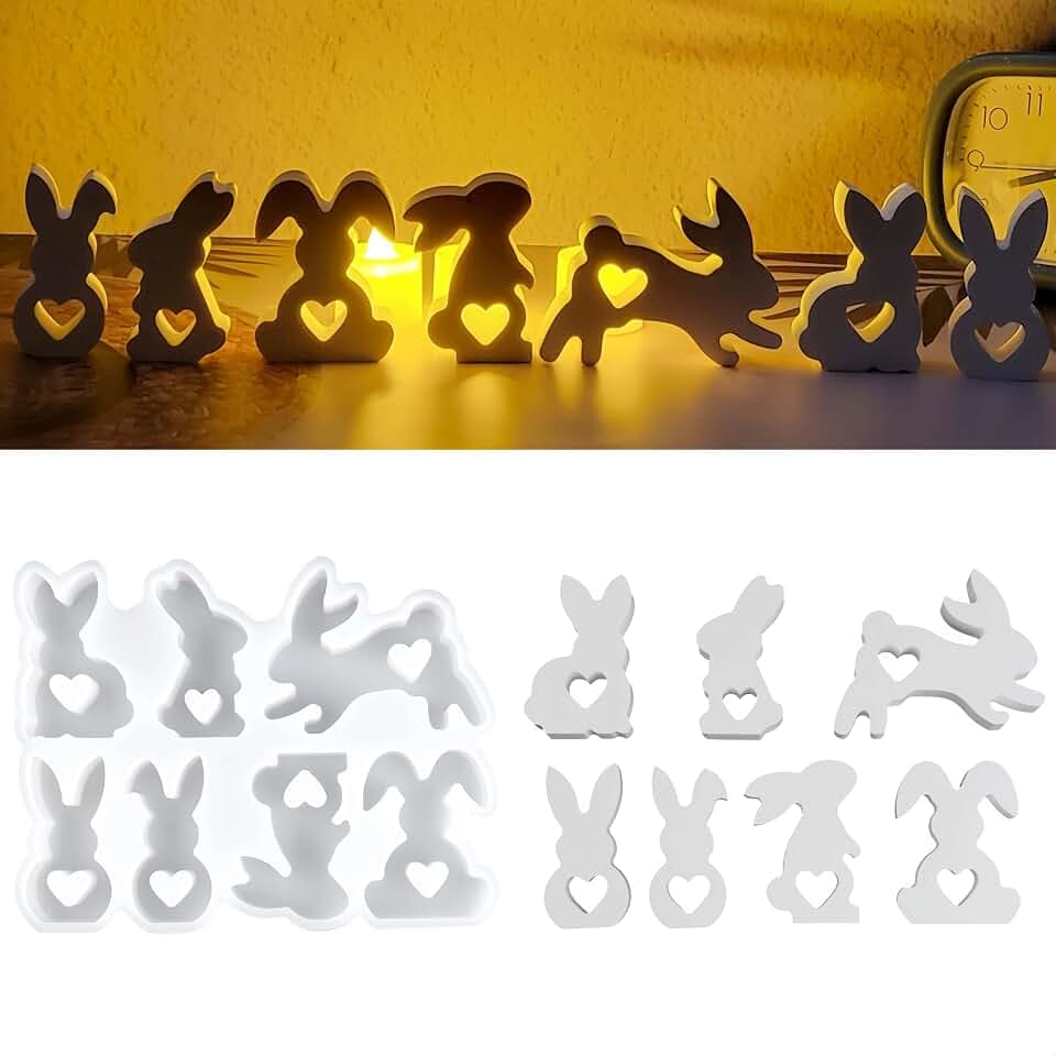 Silikonformen Gießformen Ostern Hase Silikonform Ostern Hase mit Herz Gießforme Zum Gießen Tiere Gießformen Frühling für Diy