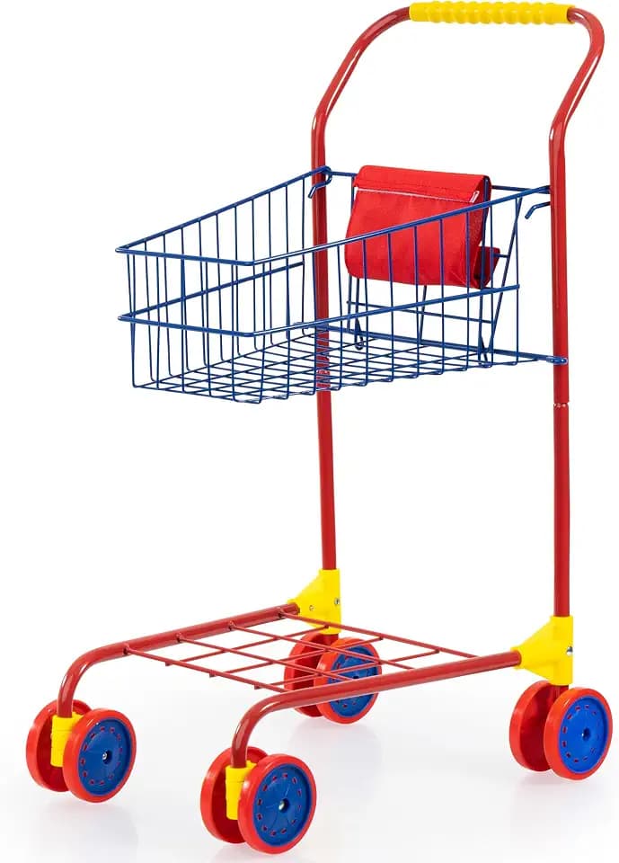 Bayer Design Toddler Shopping Cart, Kids Pretend Play Grocery Trolley, Red