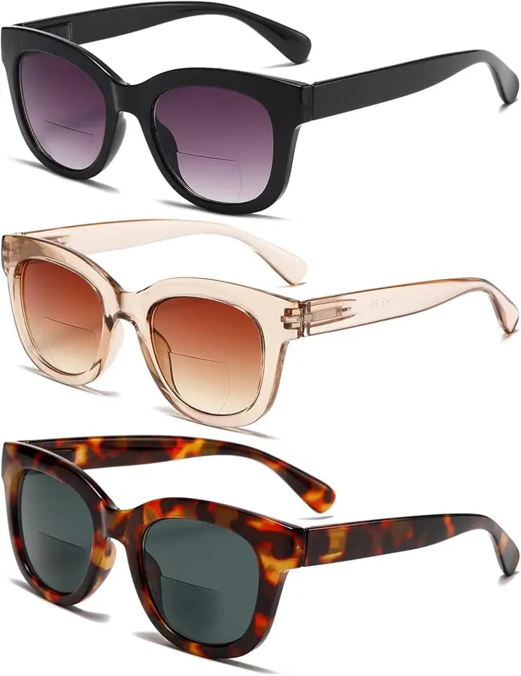 Bifocal Sunglasses For Women Reading Sunglasses 3 Pack UV400 Sun Readers Glasses With Spring Hinge(3MIX+1.50)