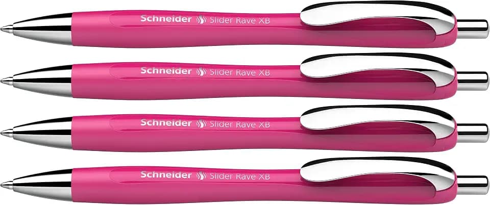 Schneider Slider Rave XB Kugelschreiber, 4 Stück, Kräftiges Pink