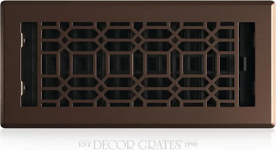 Decor Grates Metal Louvered Decorative Air Vent Cover 4x10 Floor Register – Adjustable Control Lever – AC Floor Vent Covers for Home Floor Vents – Fits 4 x 10 Inch Opening – Rubbed Bronze (NGH410-RB)