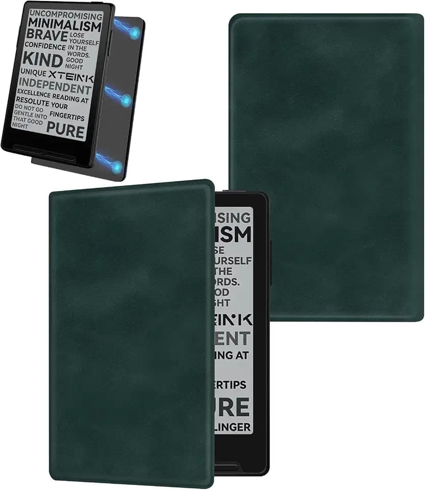 Magnetic Case for Xteink X3, Ultra-Lightweight Premium PU Leather Protective Cover with Magnetic Closure for Xteink X3 E-Reader (Dark Green)