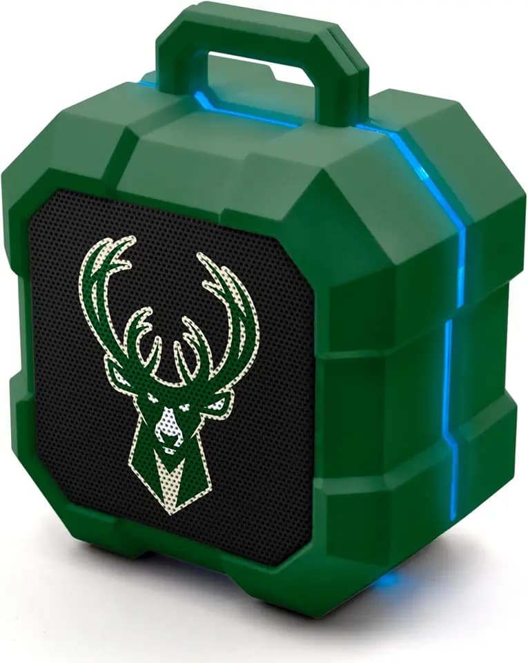 SOAR NBA Shockbox LED Wireless Bluetooth Speaker - Water Resistant IPX4, 5.0 Bluetooth with Over 5 Hours of Play Time - Small Portable Speaker - Officially Licensed NBA, Perfect Home & Outdoor Speaker