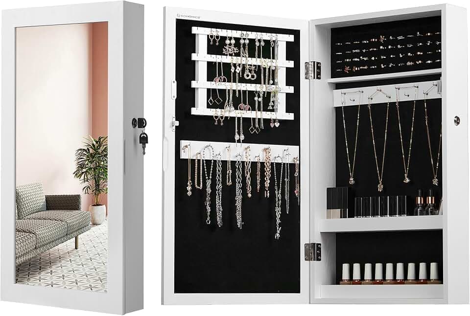 SONGMICS Schmuckschrank, Hängeschrank, platzsparender Schmuckorganizer
