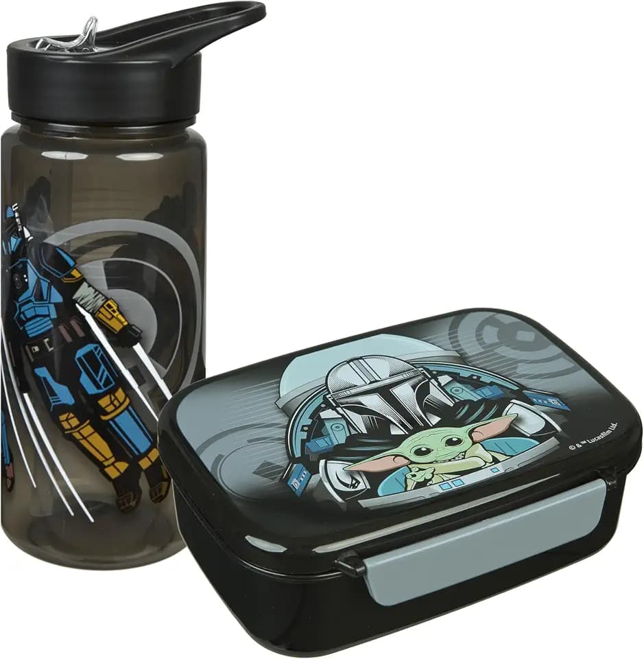 Scooli - Star Wars Kindergeschirr Geschenkset - Set bestehend aus Brotdose und Trinkflasche - ideal für Schule oder Kindergarten – ab 4 Jahren – aus Kunststoff – BPA frei