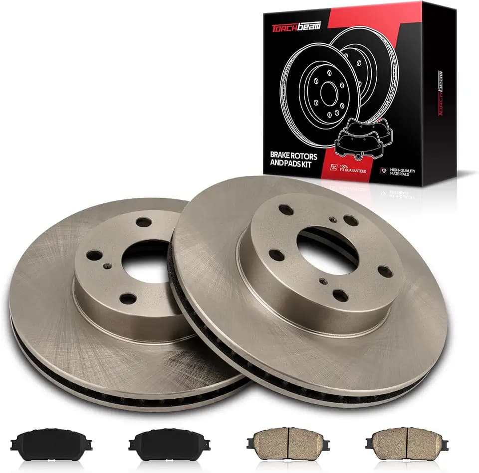 Torchbeam 31428+D906 Front Disc Brake Rotor and Ceramic Brake Pad Set Kit for 2005-2015 Toyota Tacoma, Brake Pads and Rotors Kit, 6pcs