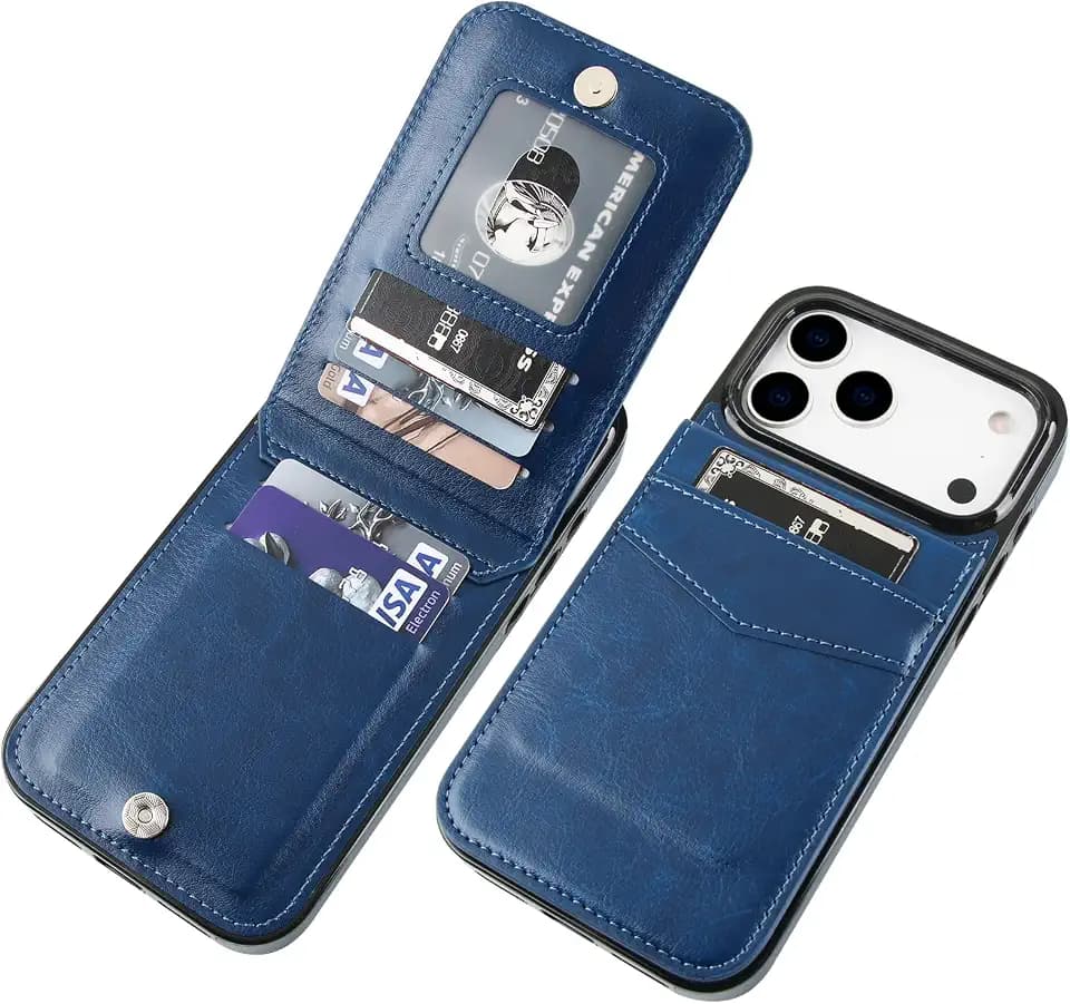 KIHUWEY for iPhone 18 Pro Max/17 Pro Max Wallet Case Kickstand, Blue