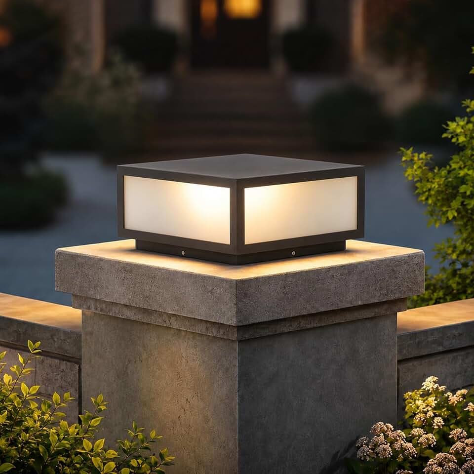 15.75 Inch Modern Flat Surface Pillar Lights Outdoor Porch Column Cap Light