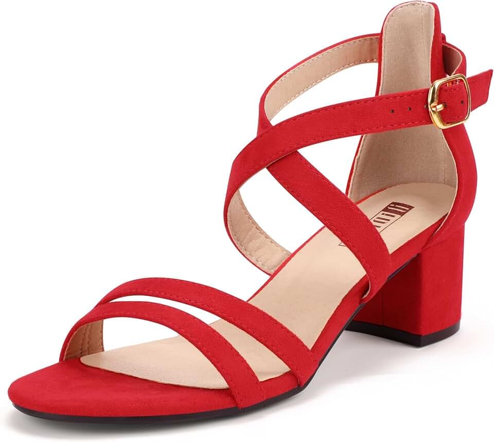 IDIFU Women's Block Low Chunky Heels Strappy Heeled Sandals