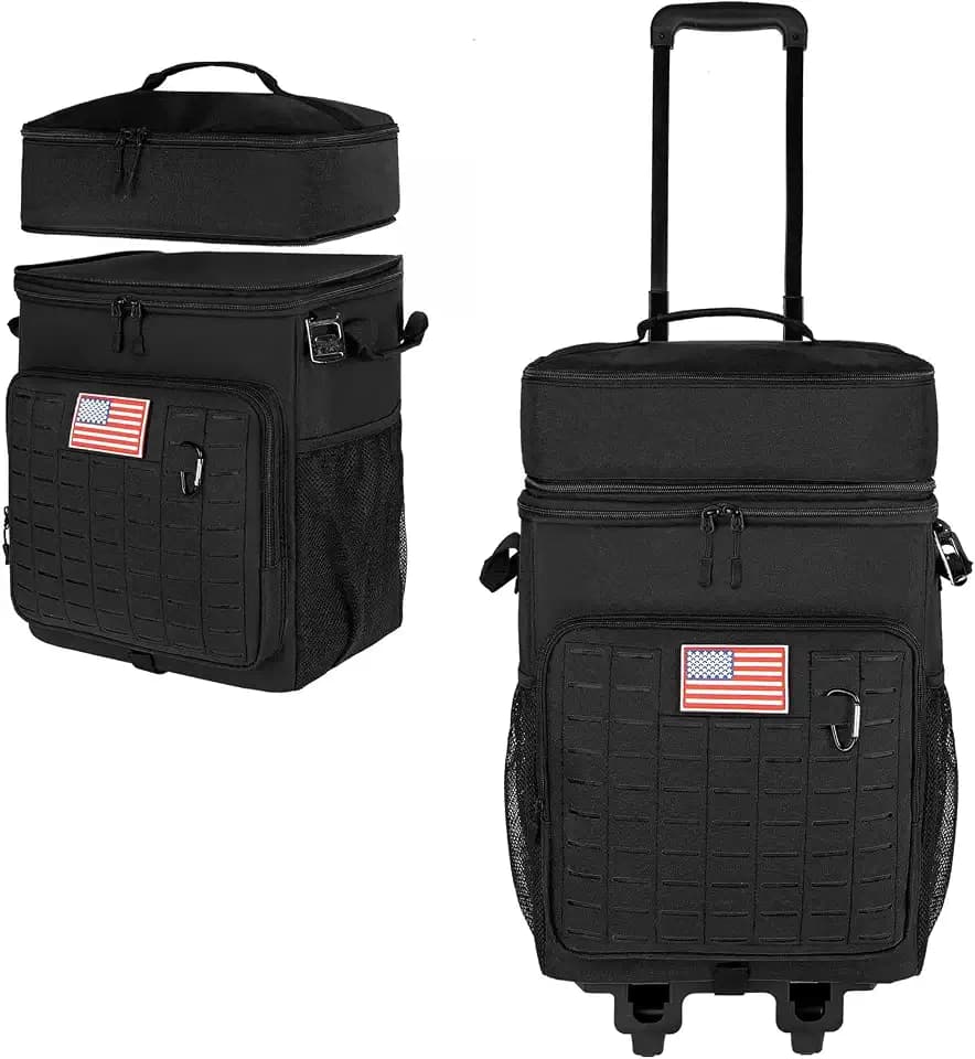 Goloni 72-Can Rolling Cooler with Wheels | 2-Tier Insulated Leakproof Cooler Bag for Camping, Beach, Picnic & Tailgating