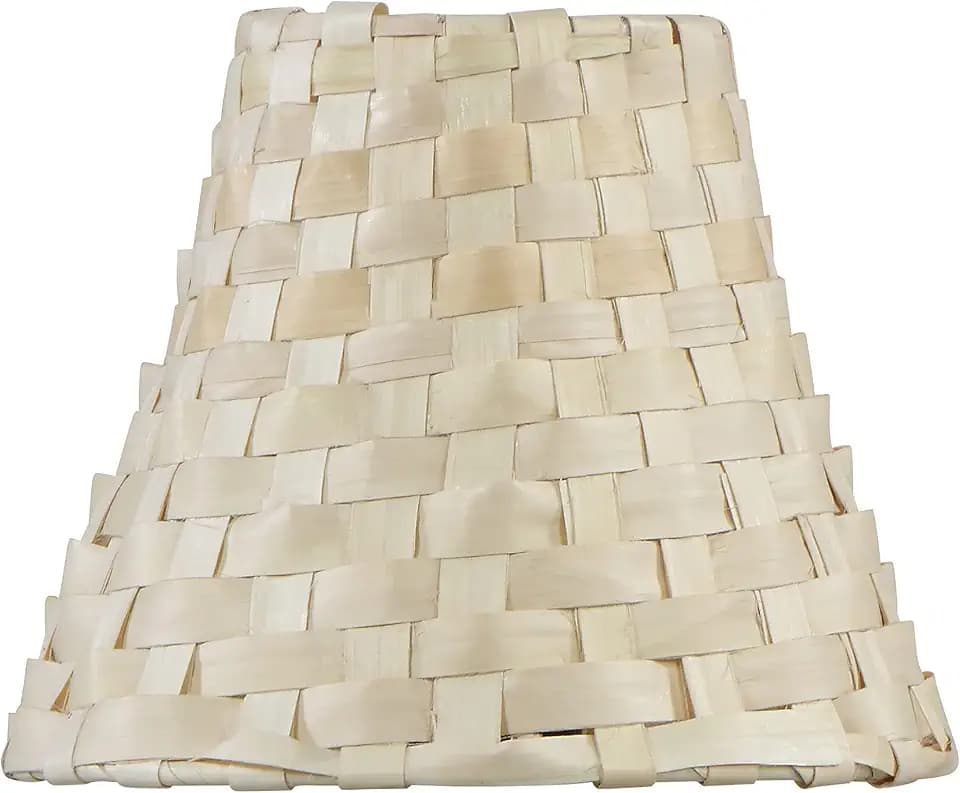 Aspen Creative 51002 Empire Clip On Chandelier Natural Palm Leaf Lamp Shade, 3" Top x 6" Bottom x 4-3/4" Slant Height