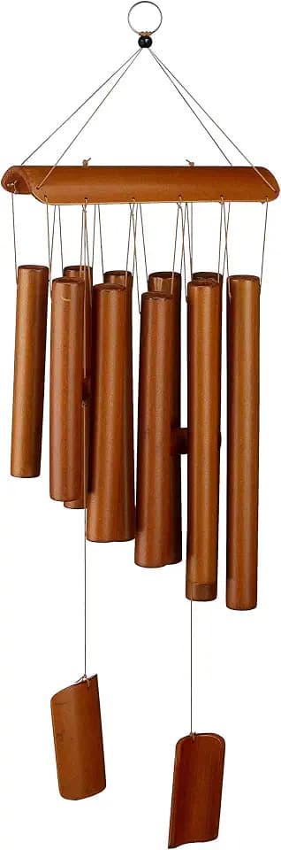 Relaxdays Bambus Windspiel, angenehmer Klang, Balkon & Garten, Natur