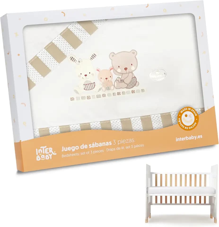 Interbaby 03100-05 Bettwäsche babybett - 100% Baumwolle - Modell: Love, beige, 0.7 kg