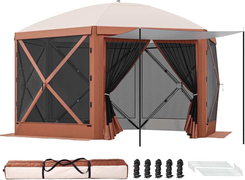 YITAHOME 12x12ft Camping Gazebo, Pop Up Canopy Outdoor Screen Tent