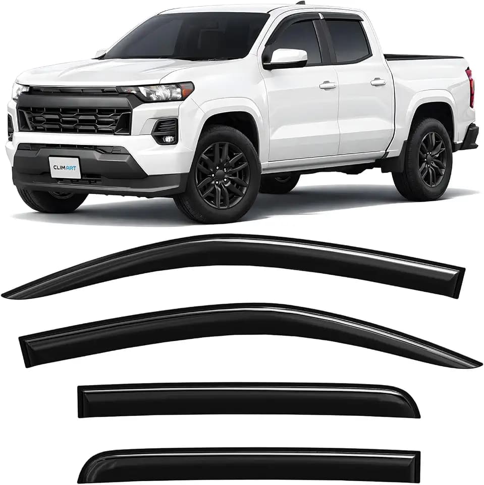 CLIM ART Incredibly Durable Rain Guards for Chevy Colorado 2023-2026 Crew Cab, Original Tape-on Window Deflectors, Vent Deflector, Window Visors, Car Accessories, 4 pcs. - 423507