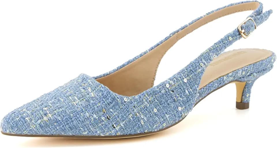 CUSHIONAIRE Women's Boss Kitten Heel Sling Back Dress Shoe +Memory Foam, Wide Widths Available