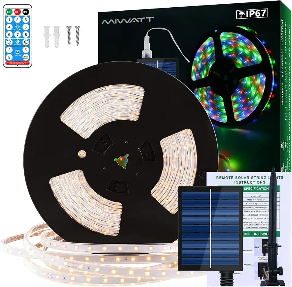 Solar 10M LED Strip, warm white LED Streifen, LED Stripes mit 17 Tasten RF Fernbedienung, 560 LEDs, Beleuchtung von Haus, Party, Küche
