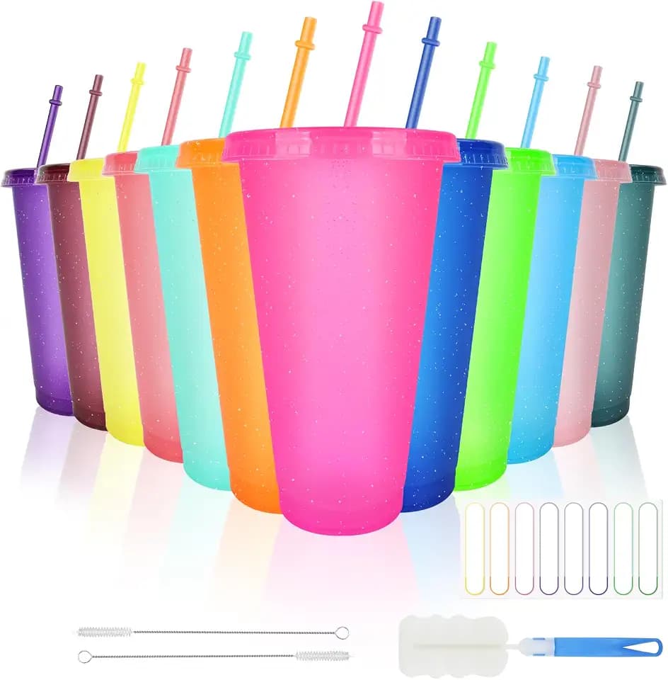 12 Stück Farbwechsel Becher 24oz/710ml Trinkbecher Set
