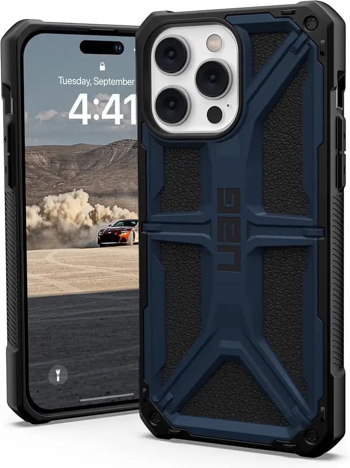 URBAN ARMOR GEAR UAG Designed for iPhone 14 Pro Max Case Blue Mallard 6.7" Monarch Rugged Premium Protective Cover Lightweight Slim Shockproof Dropproof Compatible with Wireless Charging