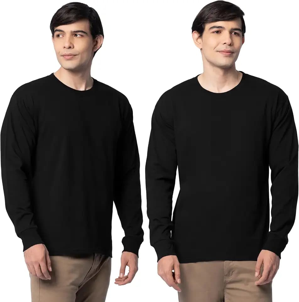 Fruit of the Loom Men's Eversoft Cotton Long Sleeve T-Shirts, 2 Pack
