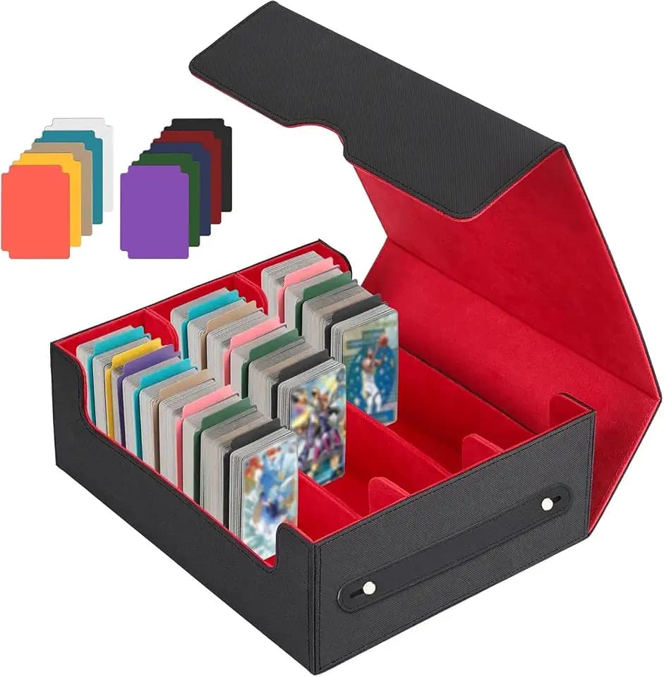 Kartenaufbewahrungsbox für 2400 Karten, Magnetische Kartenbox(Schwarz&Rot)