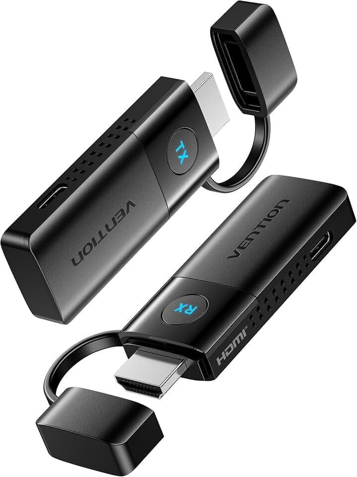 VENTION HDMI Wireless Transmitter and Receiver, 1080P 60Hz, 5G Funkübertragung bis 50m/165FT, Wireless HDMI Funkübertragung für Streaming Video Audio File von, Laptop, Projektor,Black