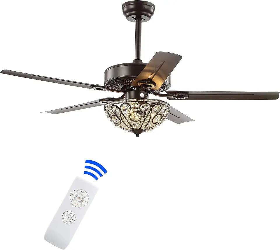JONATHAN Y Ali 48" 3-Light Metal LED Ceiling Fan, Oil Rubbed Bronze