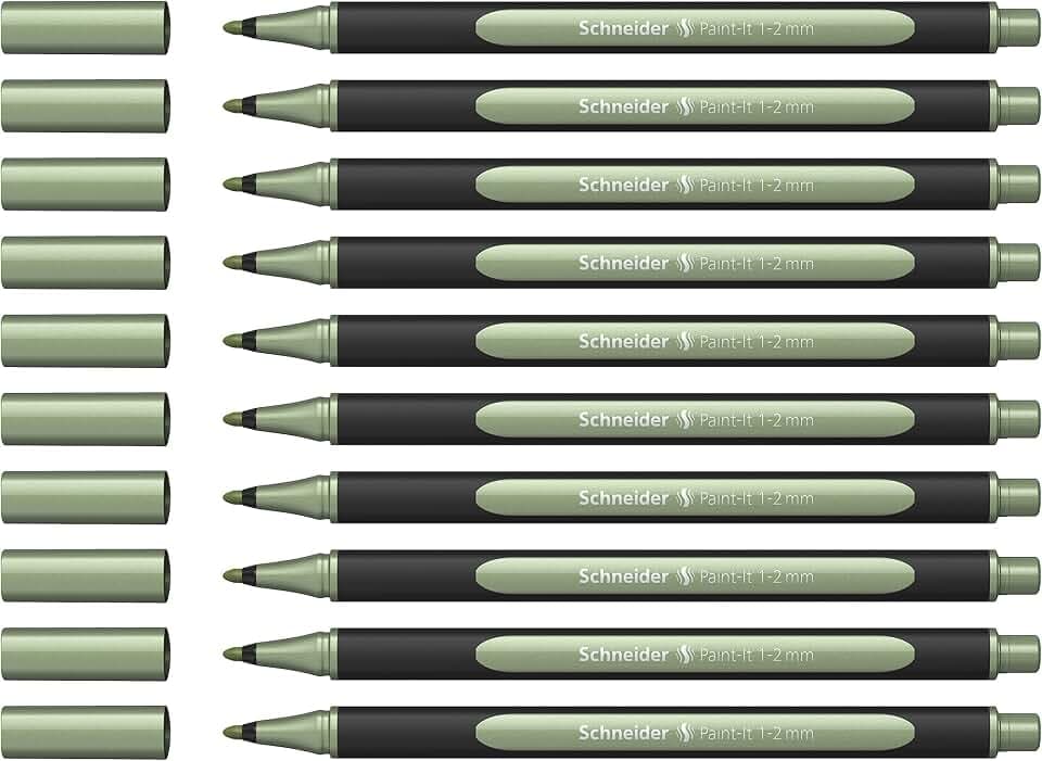 Schneider Paint-It Metallicliner 020 (Strichstärke 1-2 mm) 10er Pack, vintage green metallic