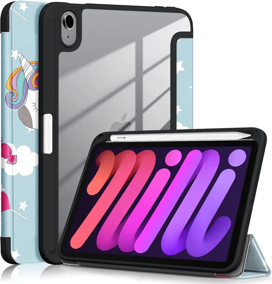 Schutzhülle für iPad Mini 8.3 Zoll (8.3 Zoll), Stiftfach, Rückseite aus schlagfestem Silikon (Schrittfarbe)