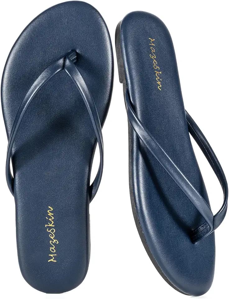 mazeskin Womens Memory Foam Flip Flops Flat Thong Sandals