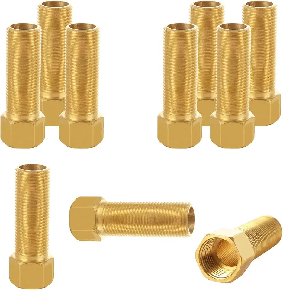 WOPPLXY 10 PCS Brass Pipe Fittings, 1/2" Female to 1/2" Male Pipe Longer Fitting Converter Adapter, Brass Extension Pipe Nipple Connector(Length 2.8 Inch/70 mm)