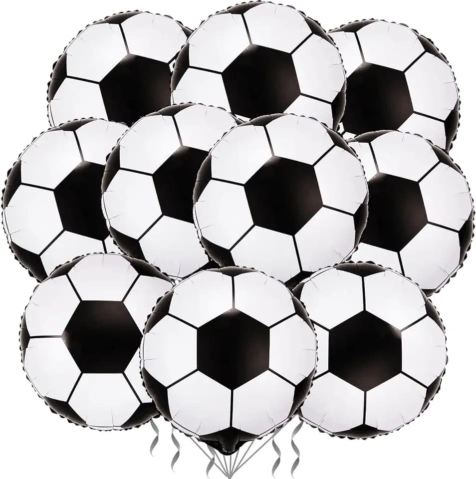 10 Pack 18 Inch Soccer Foil Balloons Football Helium Metallic Mylar Balloons for Birthday Party Sports Theme World Cup Party Decorations