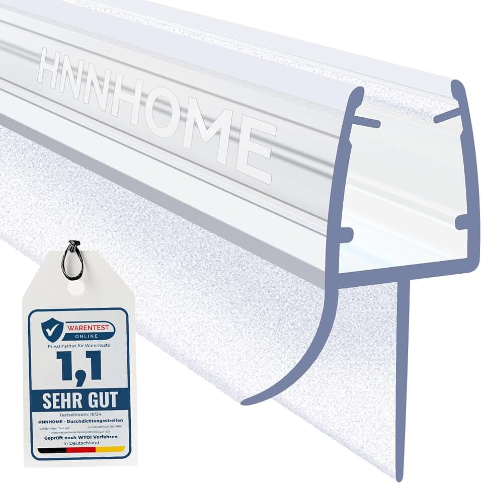 HNNHOME Duschtürdichtung unten mit Gummilippe für 5-8 mm Glas, 90 cm
