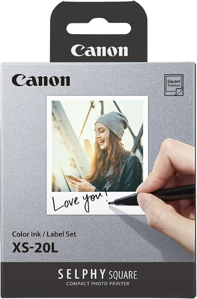 Canon SELPHY XS-20L Tinten- und Papier-Multipack – Original Canon Fotodrucker Tintenpatrone 1er-Pack & 20 Blatt Fotopapier (72 x 85mm)