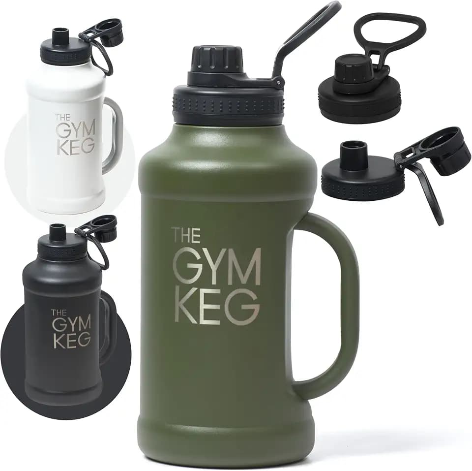 THE GYM KEG Insulated Water Bottle - 40 Oz with Handle and Lid- Big Metal Water Bottle - Easy to Clean with Wide Mouth Design - Large Capacity Metal Water Jug Ideal Gift for Friends and Love Ones