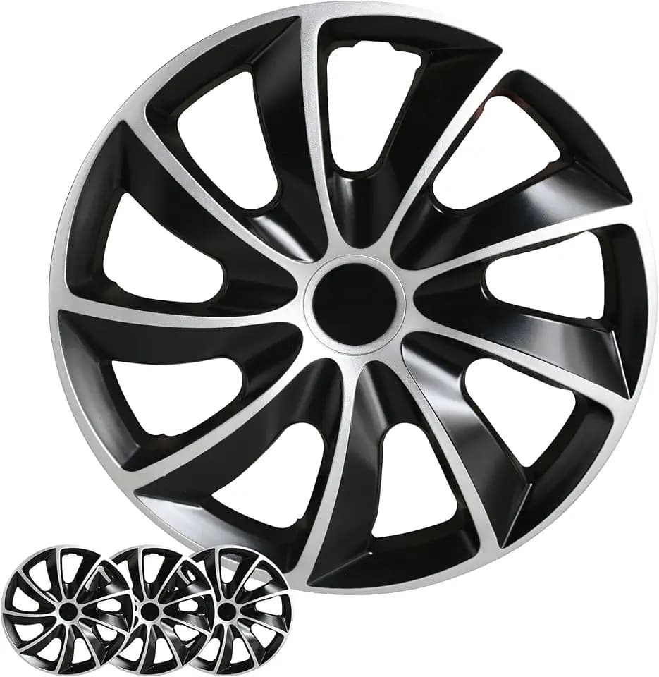 17 Inch Hubcaps Set of 4 Black & Silver Rim Wheel Covers SG-5084-DP-17