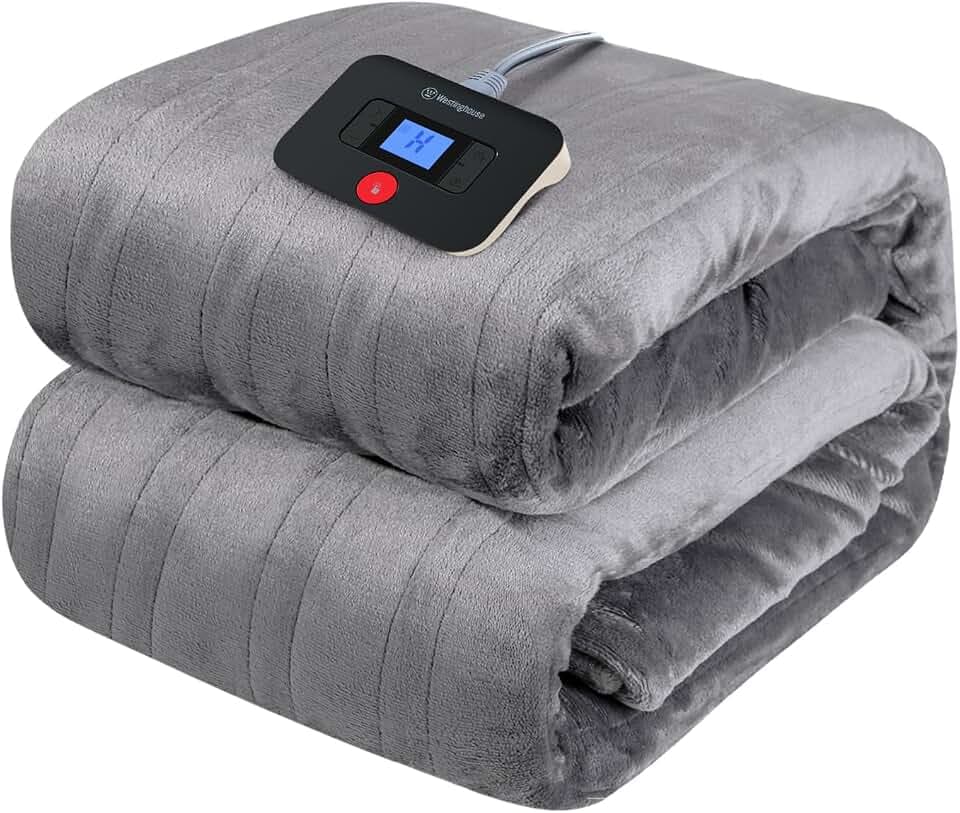 Westinghouse Electric Blanket Full Size, ETL Certified, 80x84, Light Grey