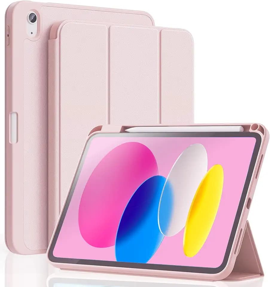 for iPad 11th Gen (A16, 2025) & 10th Gen 10.9" Case, 360° Rotating Smart Cover with Pencil Holder, Auto Sleep/Wake, Stand Protective Folio for iPad 10.9/11" Pink