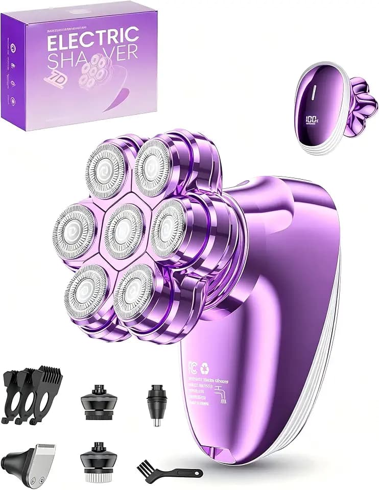 5-in-1 Electric Razors for Women, 7D Electric Shavers for Womens Full Body Legs, IPX7 Waterproof Wet Dry Travel Bikini Trimmers for Lady Face Bikini Arms Underarms
