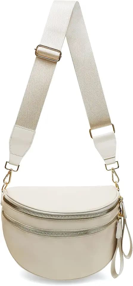 Pure Colour Crossbody Bum Bags for Women Spacious Checkered Cross body Bag Nylon Trendy Fanny Pack for Travel