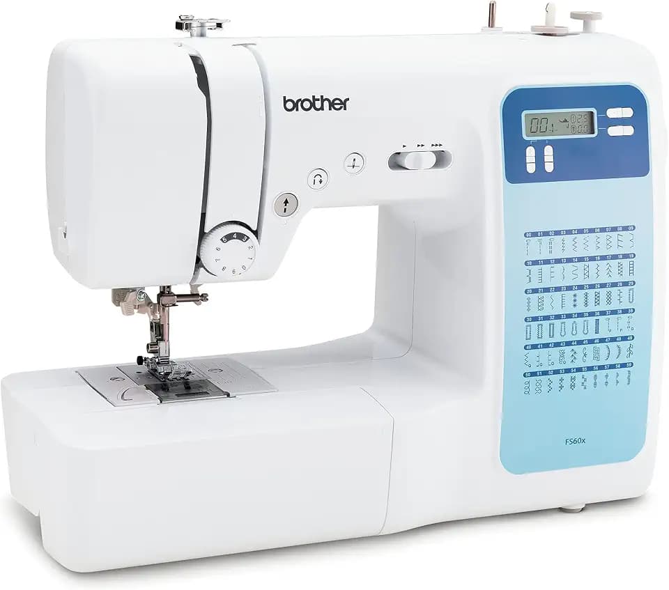 Brother FS60x Elektronische Nähmaschine mit 60 Stichen (nützlich, elastisch, dekorativ), automatische Nähen, Multifunktionsdisplay, Weiß/Flyaway Orchidee