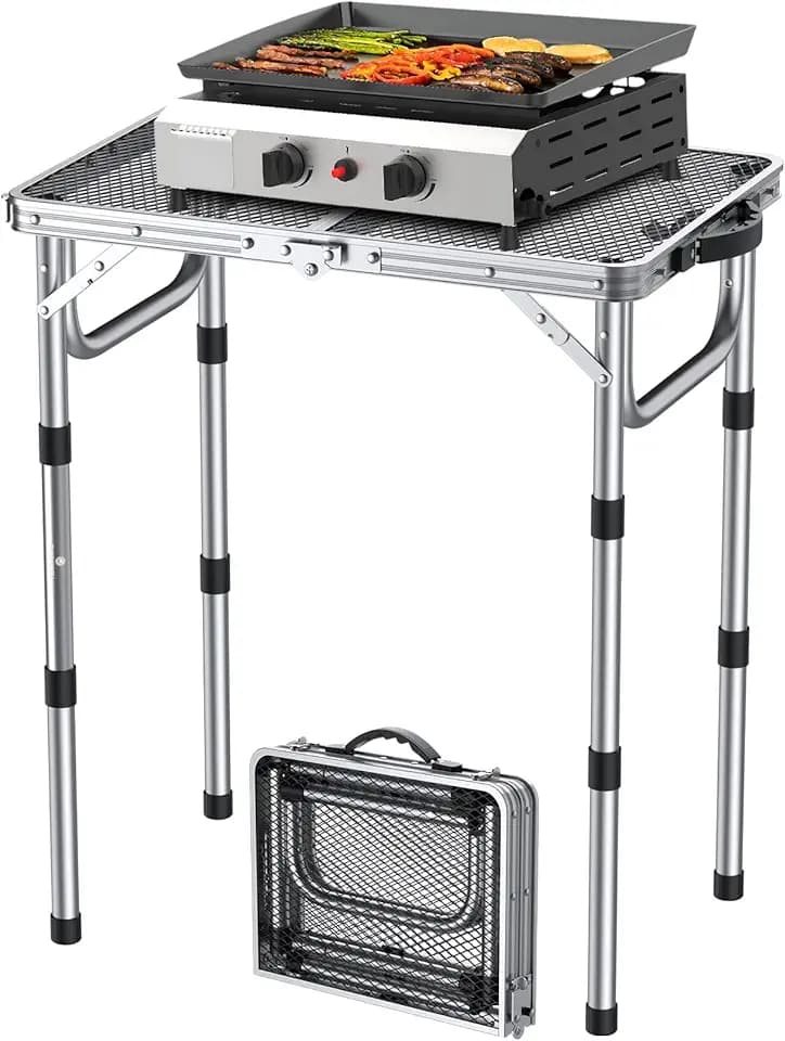 FUNYKICH Grilltisch Klappbar 58x40cm, 3 Höhenverstellbar 26/48/70cm