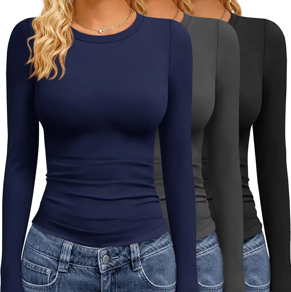 GAYHAY 3 Pack Womens Long Sleeve T Shirts Crew Neck Fall Winter Top 2026