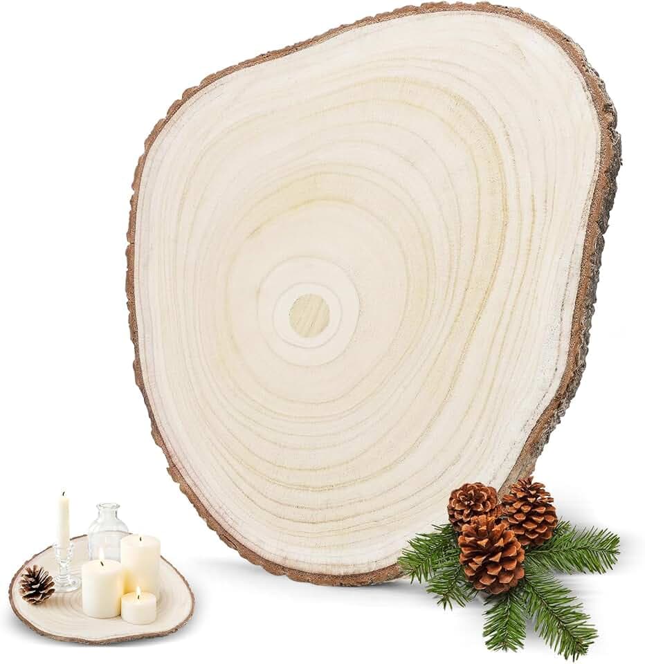 Holzscheiben 30 Cm Durchmesser, Holzscheiben zum Basteln Unregelmäßiger Kreis Holzscheibe Baumscheiben 30~35cm Deko für DIY Basteln Hochzeit und Weihnachten Deko