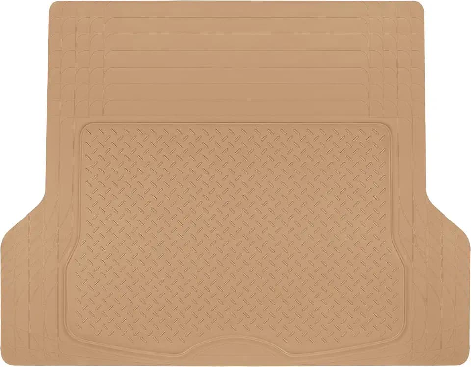 BDK Heavy Duty Rubber Cargo Mat Liner - All-Weather Trunk Protection, Trim-to-Fit Design for Cars, SUVs, Vans & Trucks - Non-Slip, Waterproof, Durable Cargo Floor Liner - 46" x 56.75" x 0.25" - Beige
