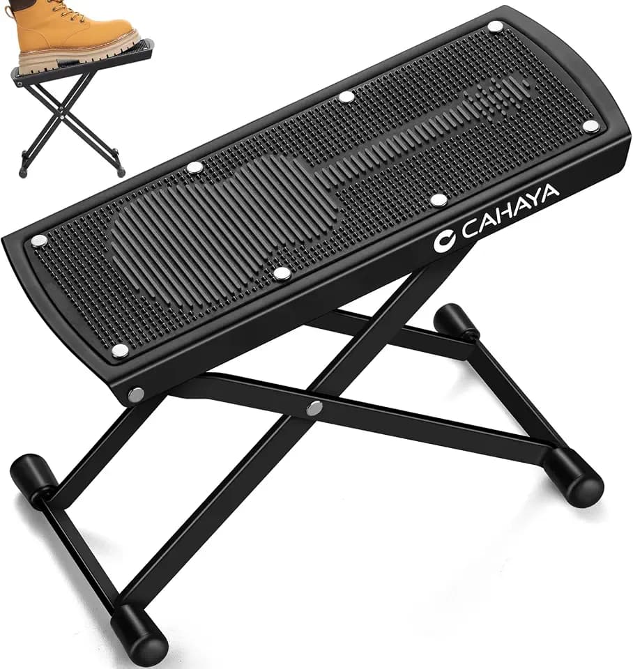 CAHAYA Guitar Foot Stool 6-Position Adjustable with Non-Slip Rubber Pad