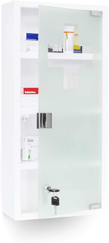 Relaxdays Medizinschrank Emergency XXL, Metall & Glas, weiß